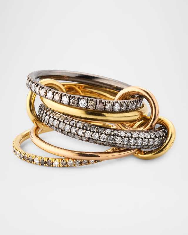 White Gold and Rose Gold 5-Band Blackened Diamond Ring